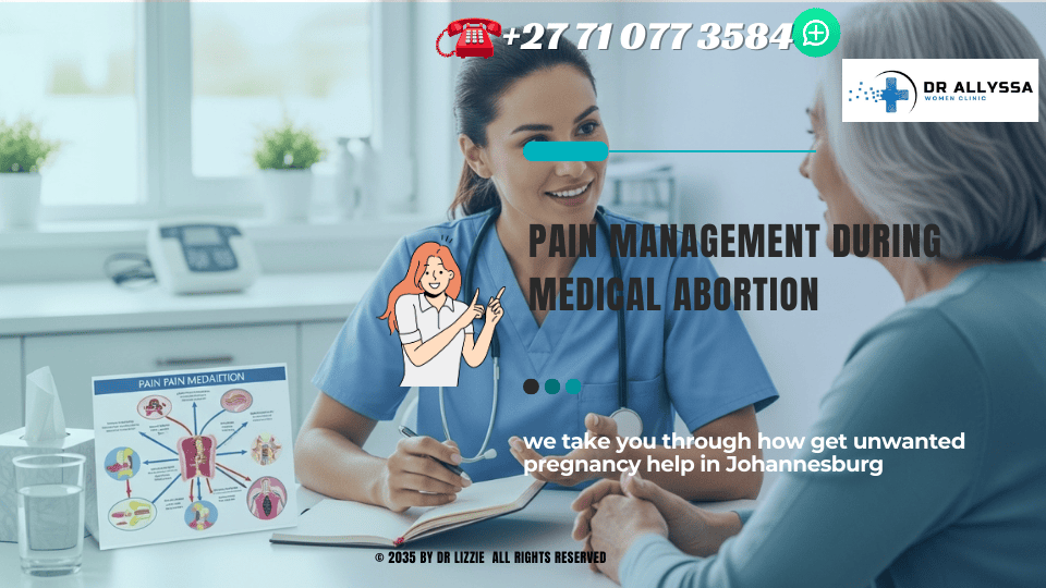 A comforting image of a healthcare professional discussing pain management options with a patient in a clinical setting.