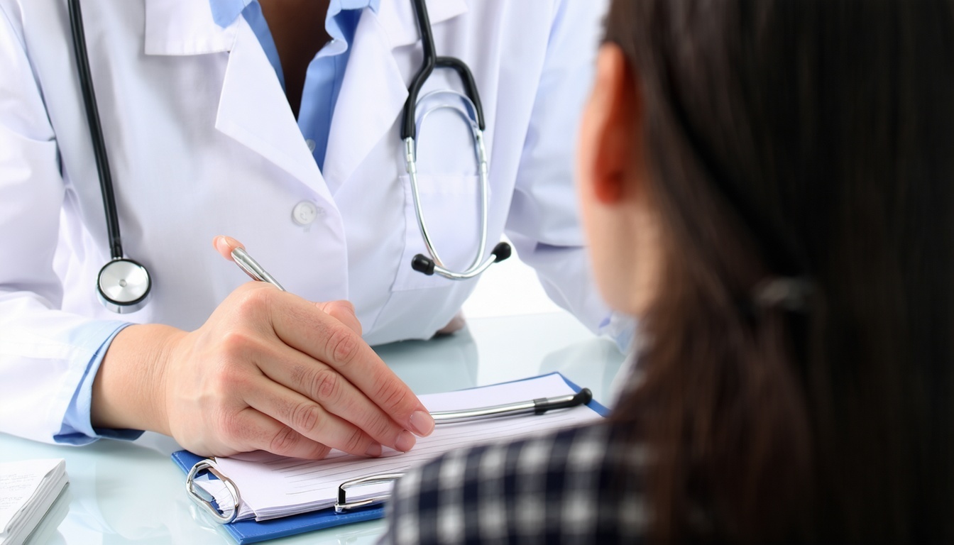 A caring healthcare professional consulting with a